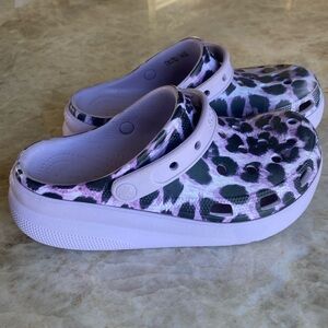 Purple 💜 platform leopard Crocs